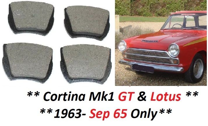 FRONT BRAKE PADS SET (Ford Cortina Mk1) (GT & Lotus) (**1963- Aug 65 Only**)  